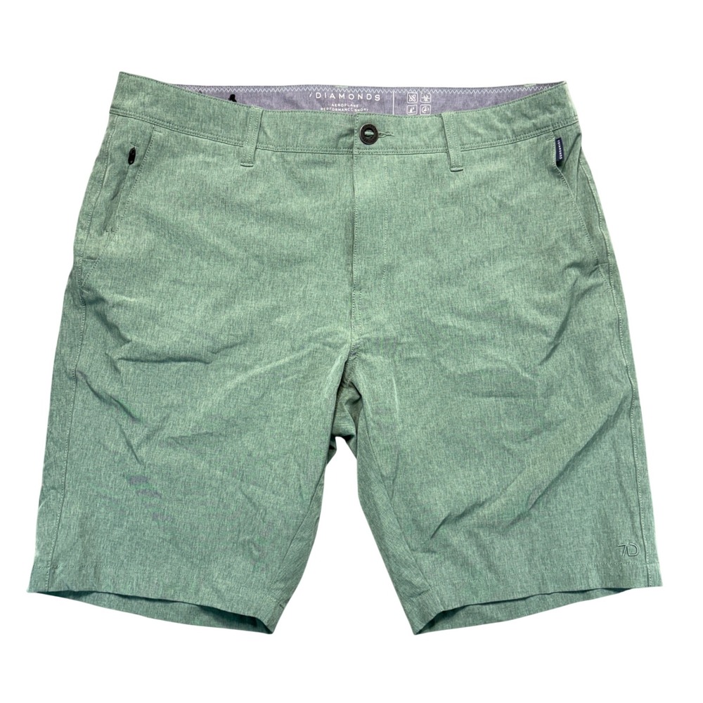 7 Diamonds Performance Shorts Mens 35 Sage Green Heather